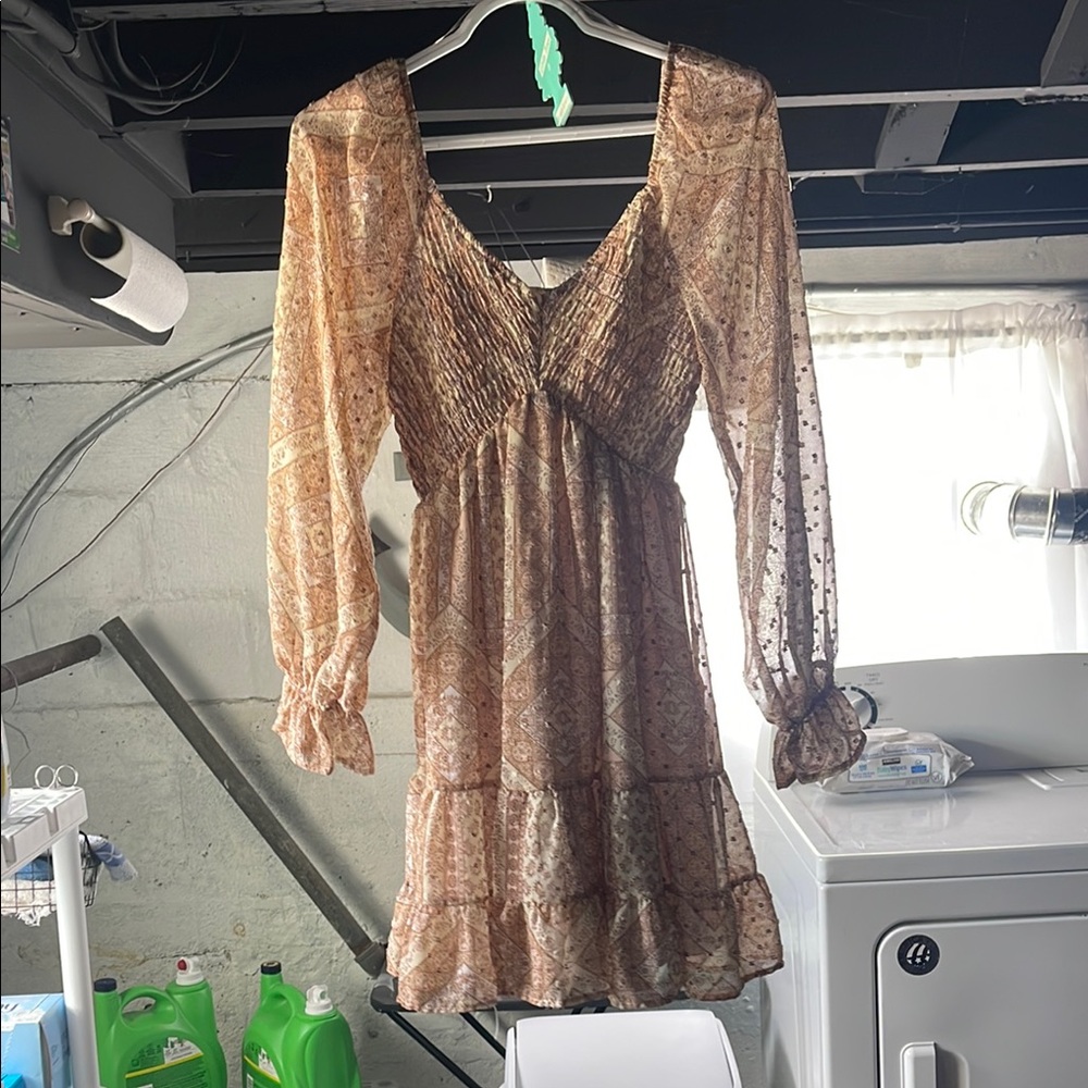 Ultra Flirt Gold Long Sleeve Sundress
